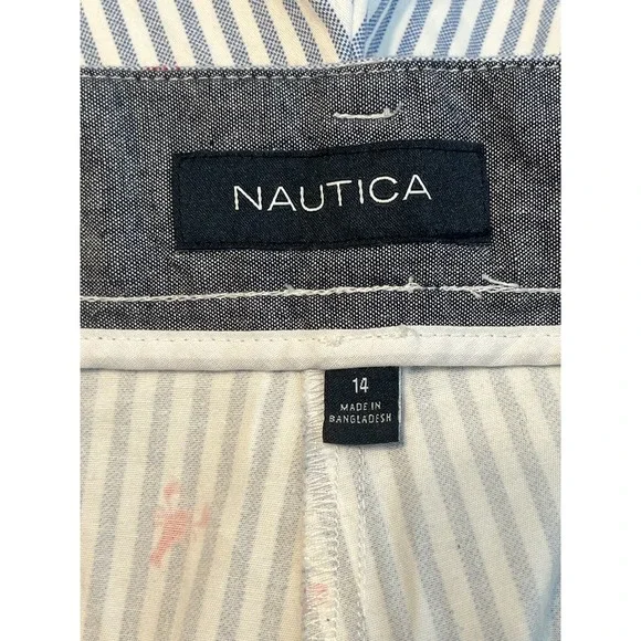 NWT Nautica Blue & White Striped Shorts W/ Lobsters Print Women's Size 14 - Picture 8 of 10